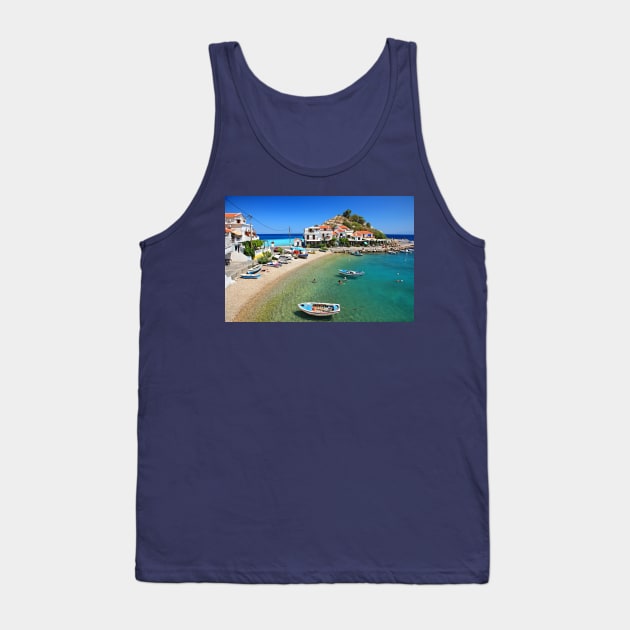 Kokkari embraced by the Aegean Tank Top by Cretense72